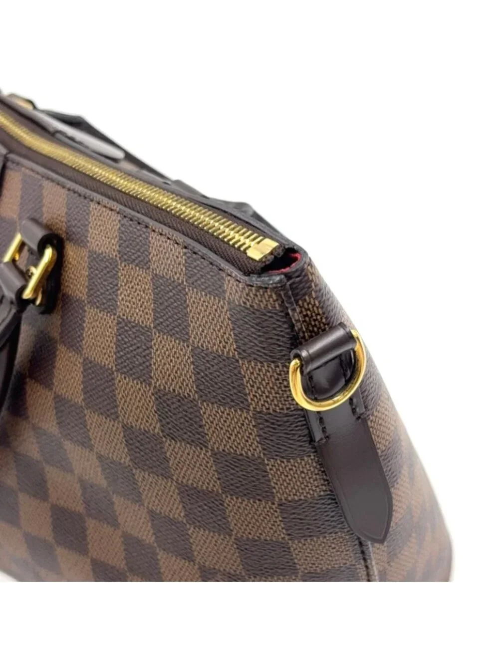 Louis Vuitton Sienna MM Damier Ebene Leather Brown Handbag Gold